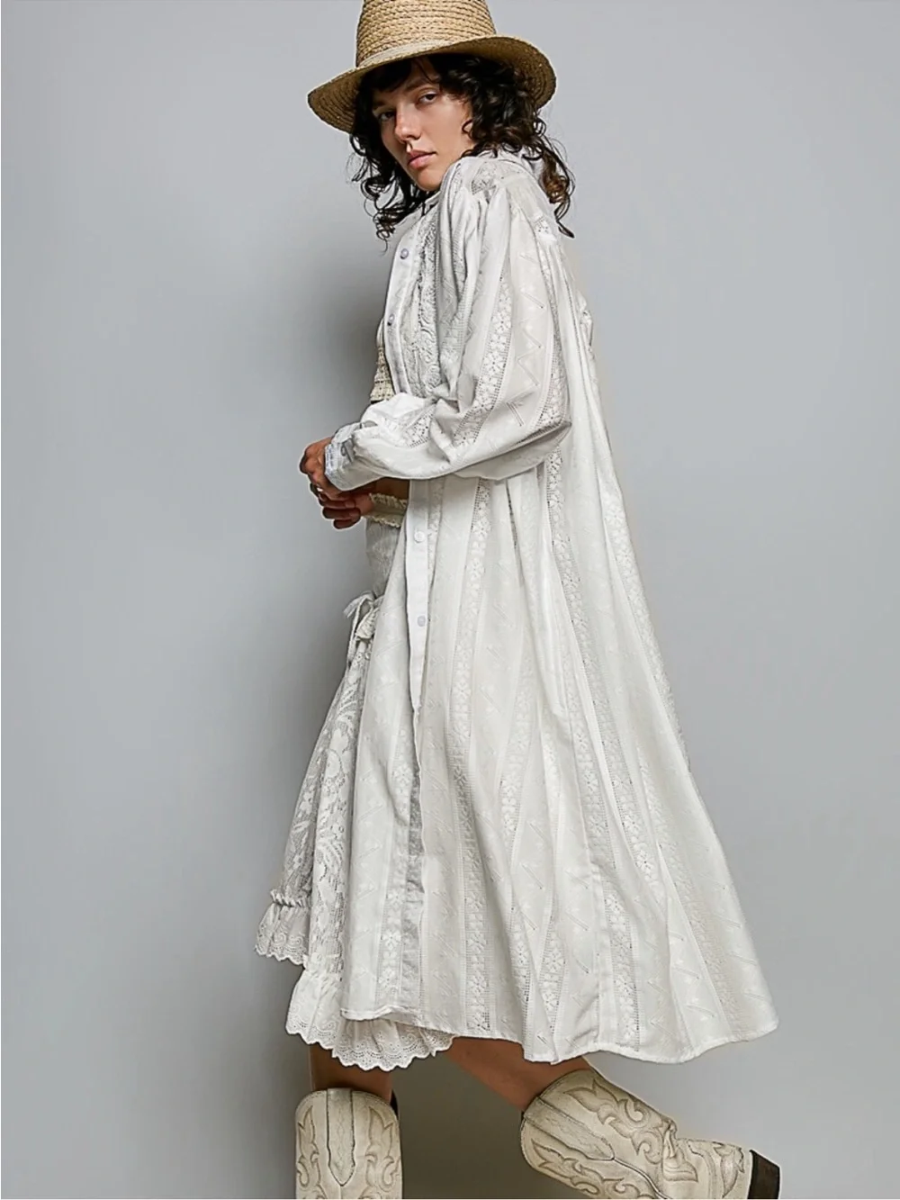 New. POL. Oversized long embellished shirt dress. Fits 14-18 US - Picture 5 of 5